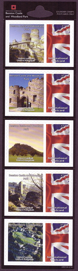 (image for) UK0154 Beeston Castle & Woodland Park Universal Mail Stamps Dated: 2/16
